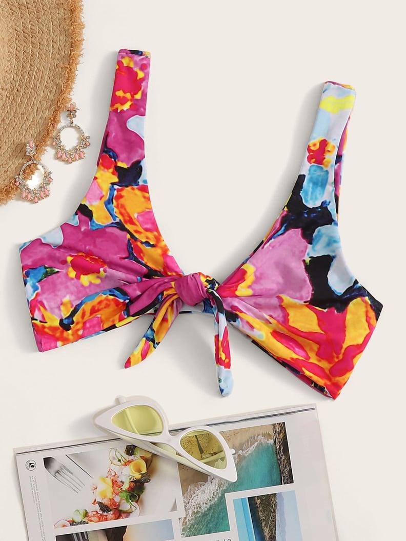 Shein Water Color Knot Front Bikini Top