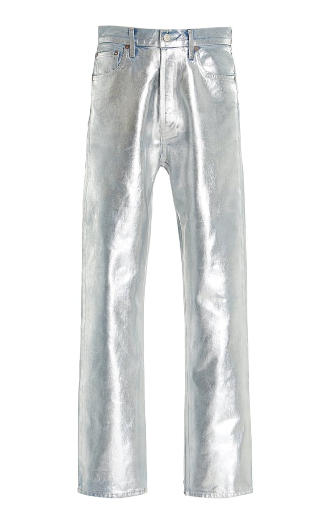 90年代Agolde Pinch-Waist涂布刚性高层直筒牛仔裤