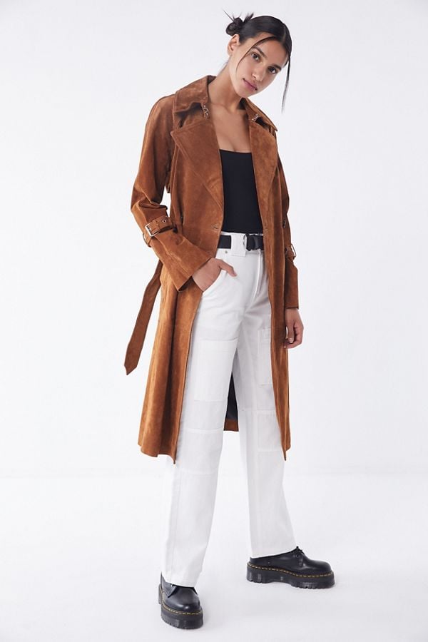 Avec Les Filles Genuine Suede Trench Coat