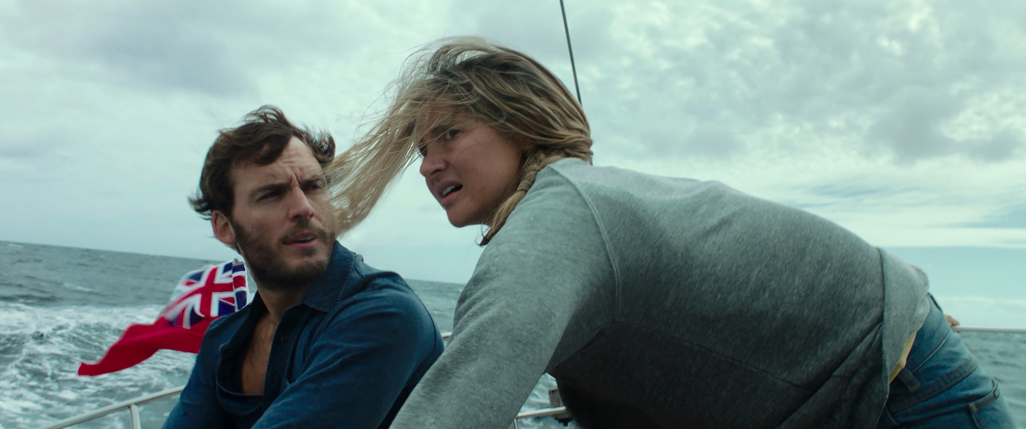 ADRIFT, from left: Sam Claflin, Shailene Woodley, 2018.  STX Entertainment /Courtesy Everett Collection