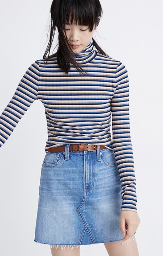 Madewell Ribbed Turtleneck Top in Stripe