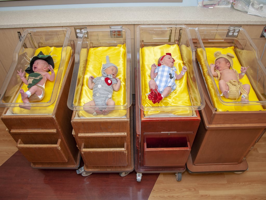 Newborn Babies Dressed in Wizard of Oz Costumes