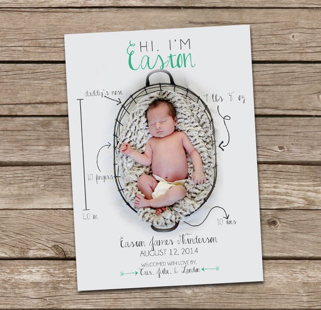 baby announcement cards etsy