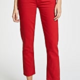 red high rise jeans