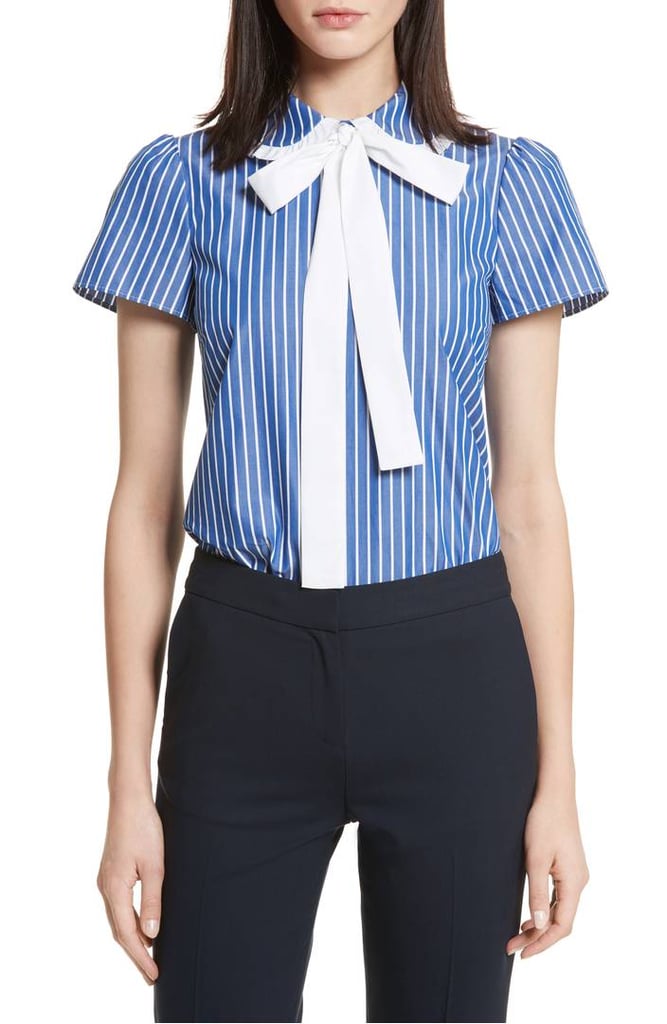 RED Valentino Tie-Neck Stripe Top