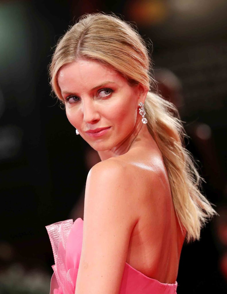Annabelle Wallis's Low, Middle-Parted Ponytail