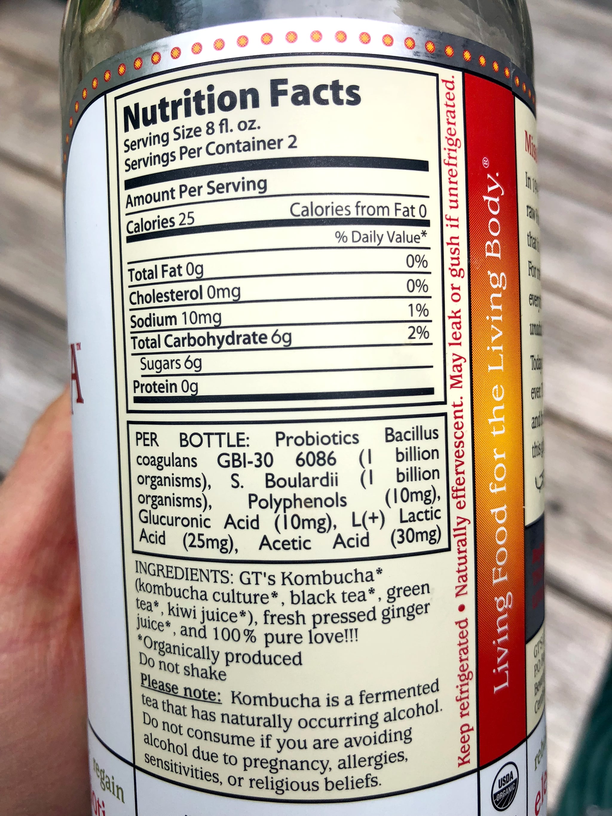 synergy kombucha sugar content