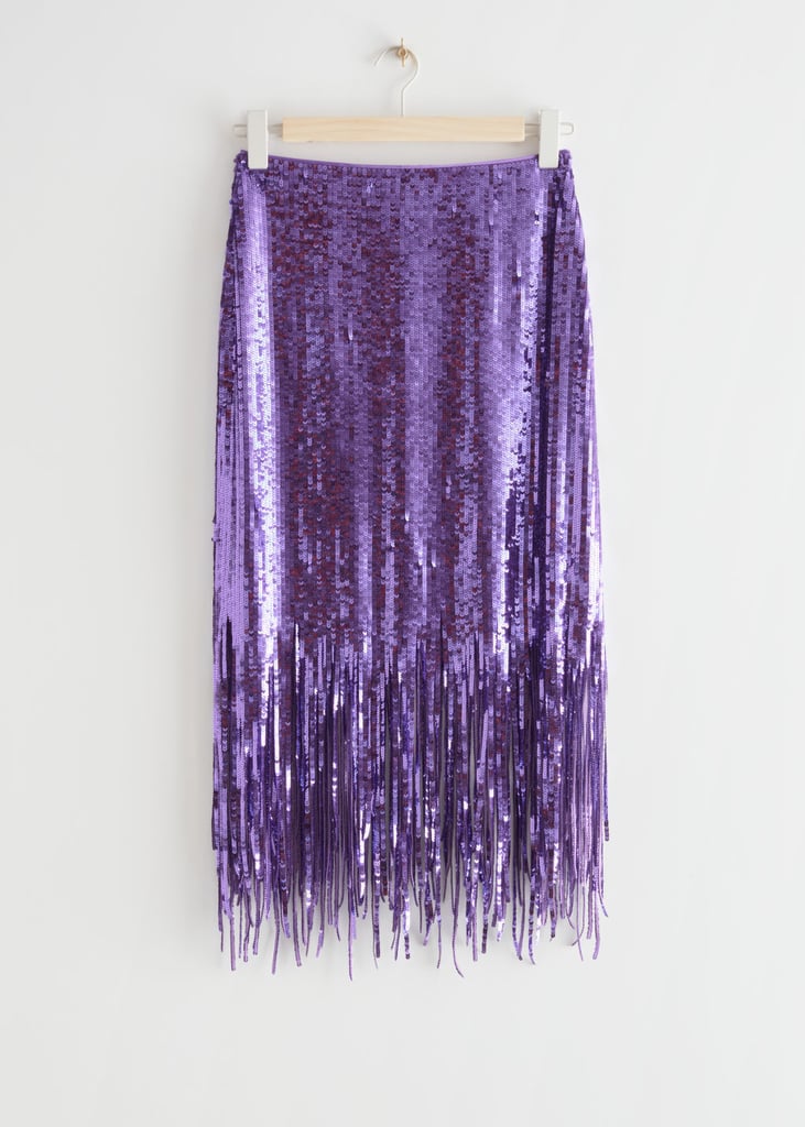 A Bright Statement: Sequin Fringe Midi Skirt