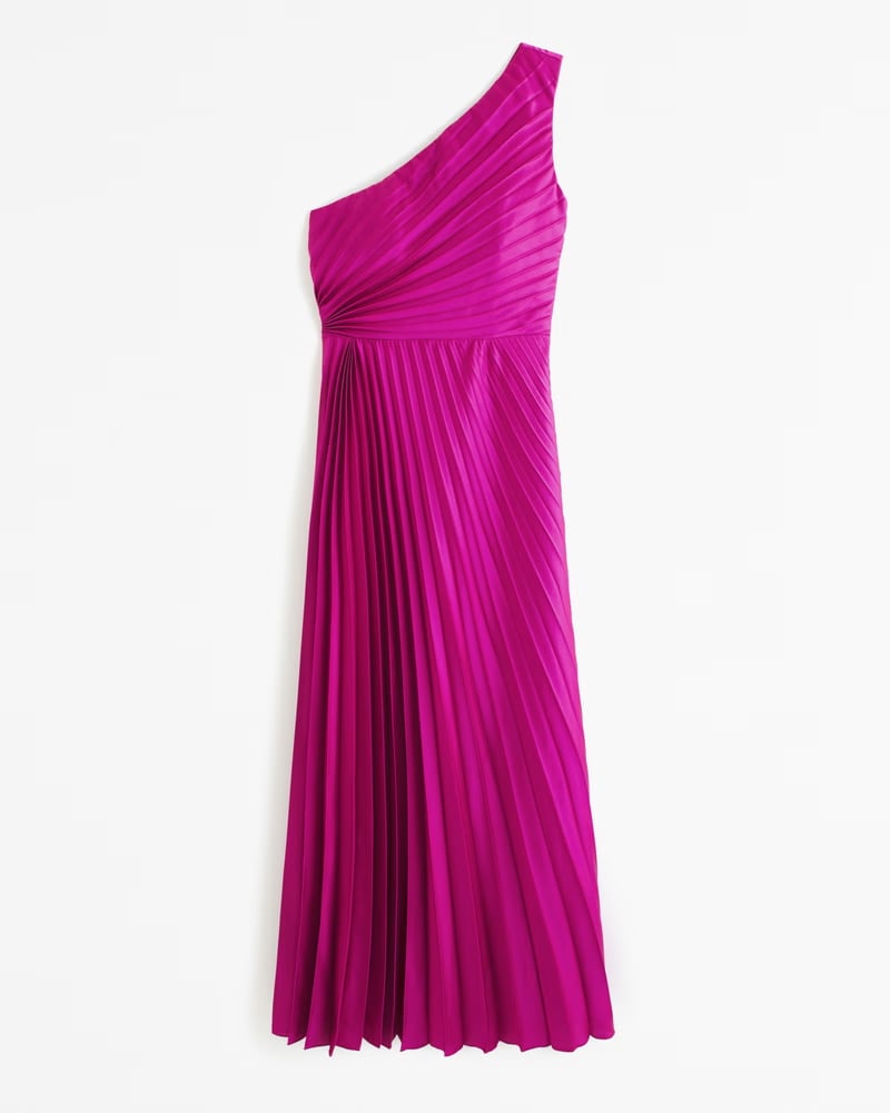 Pleated One-Shoulder Maxi Dress