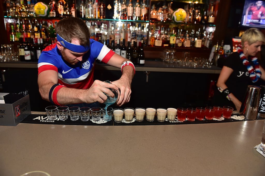Red, white, and blue shots were poured.