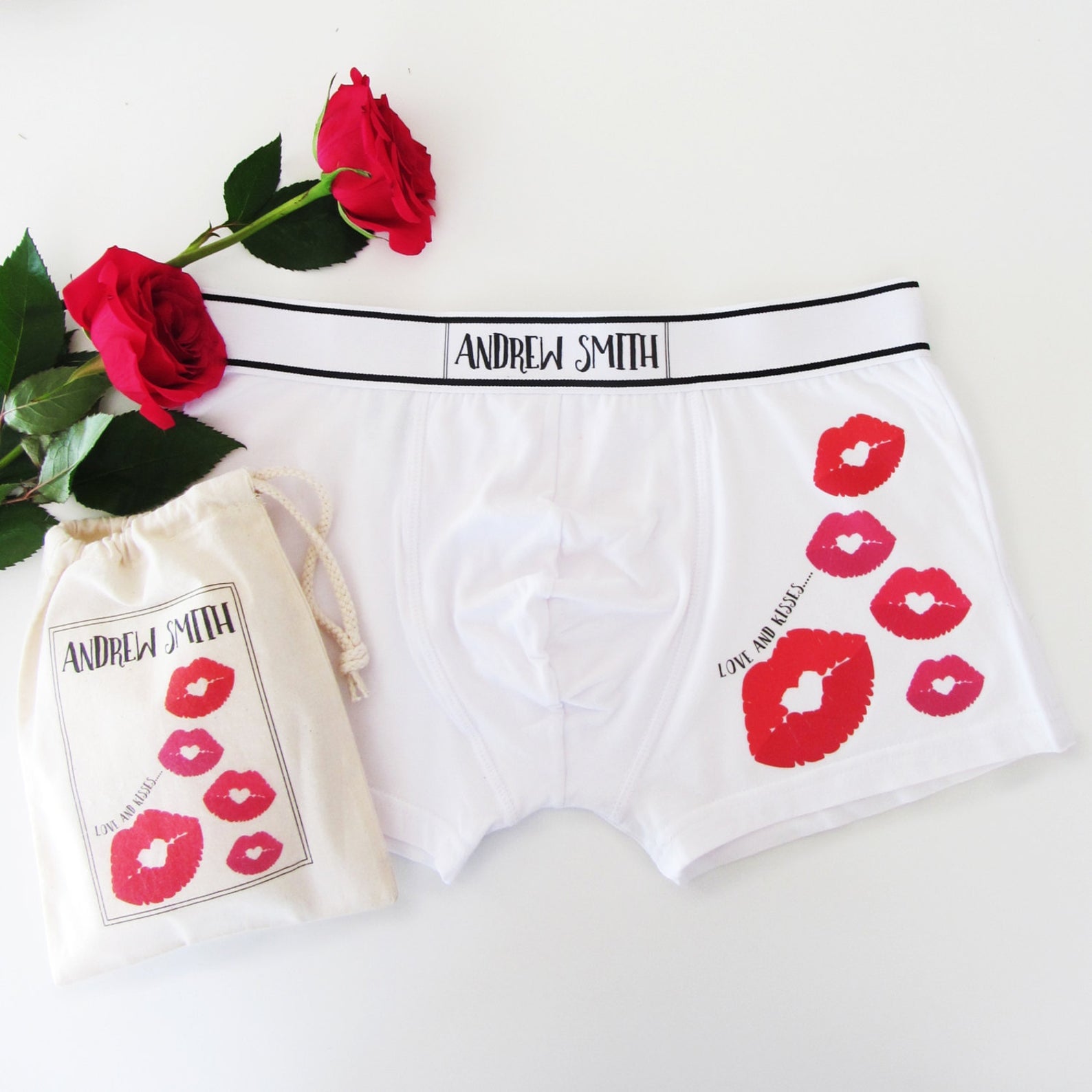 Love and Kisses Personalized Men's Boxer Briefs, The Funniest, Sexiest,  and Cutest Boxers to Get Your Guy This Valentine's Day Are Right Here