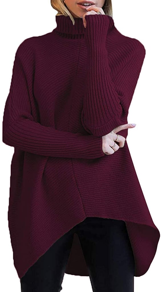 Turtleneck Long Sleeve Sweater in Wine Red