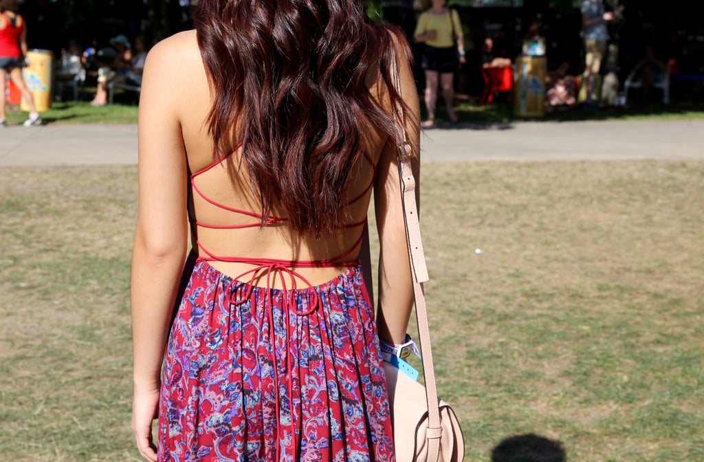 The open back of this flowing dress was a surefire way to stay cool on a hot Summer day.