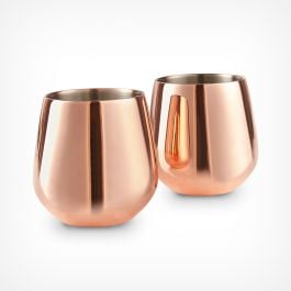 VonShef Stemless Copper Wine Glasses