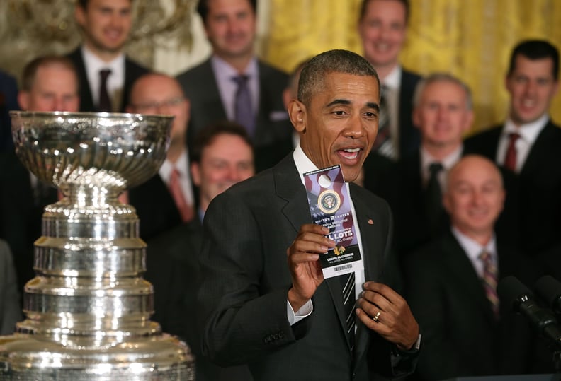 Celebrating the Blackhawks Stanley Cup win in 2016.