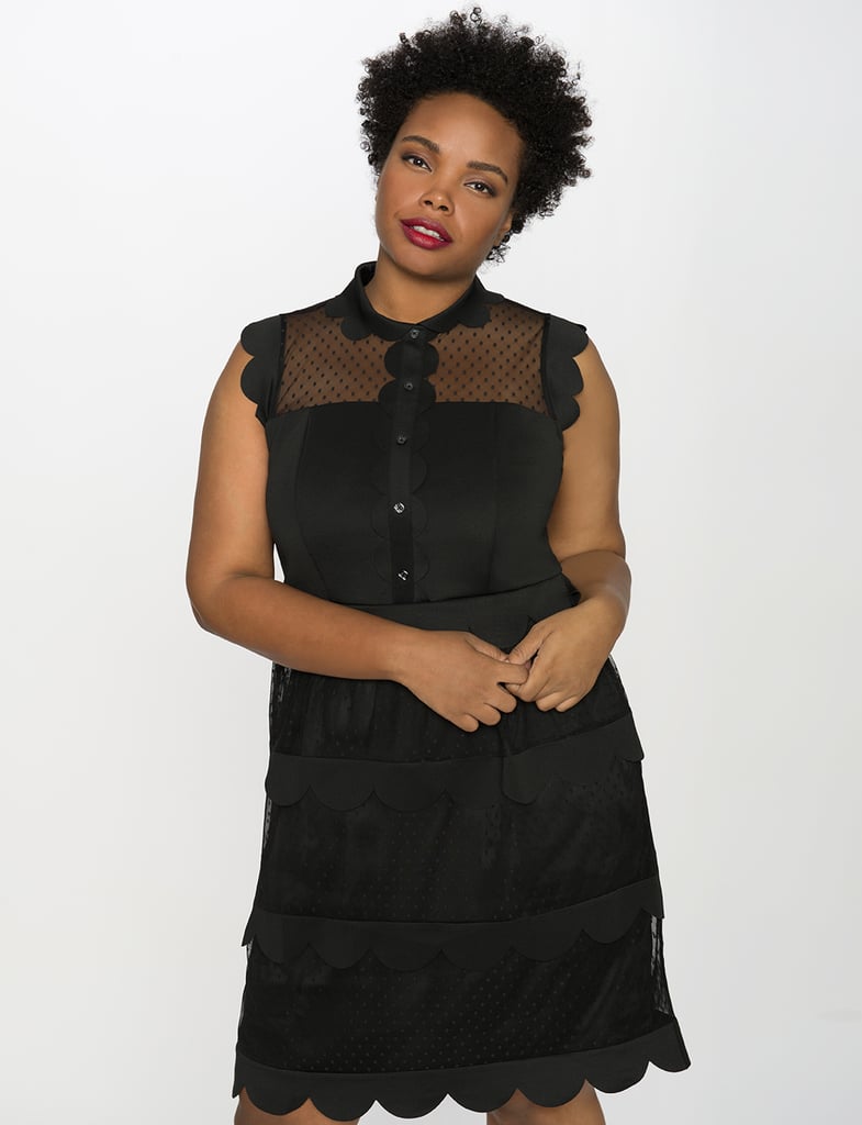 Eloquii Mesh Detail Scallop Dress