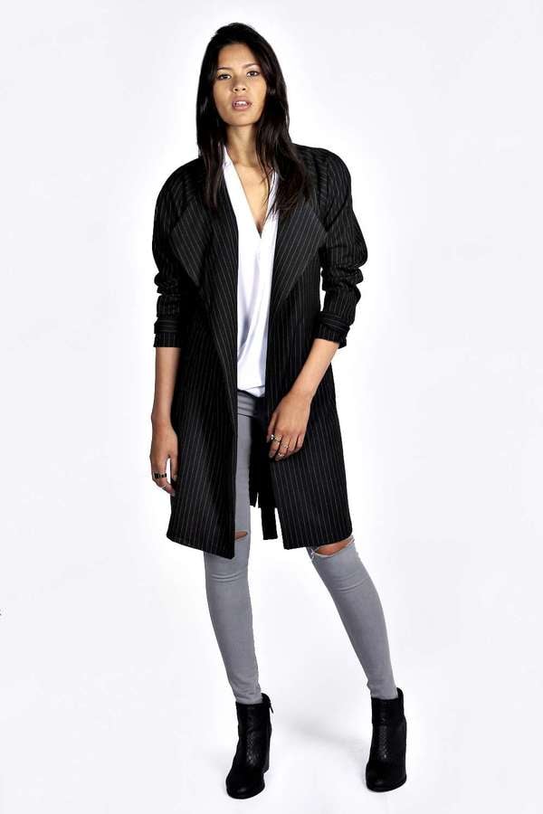 Boohoo Lee Pinstripe Fluid Trench Coat ($44, originally $60)