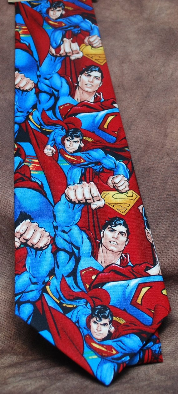 <a href="https://www.etsy.com/listing/174084824/jumbled-superman-neck-tie">Superman Tie</a> ($33)