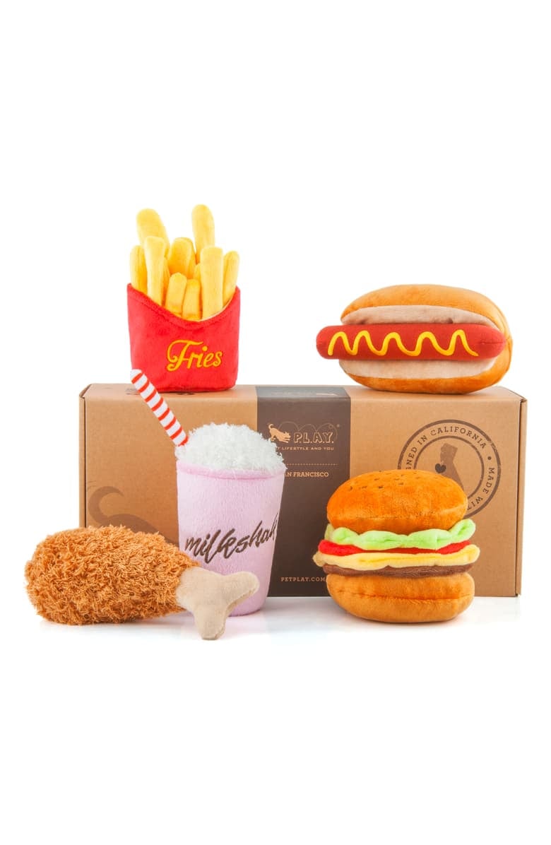 P.L.A.Y. 5-Piece Fast Food Plush Dog Toy Set