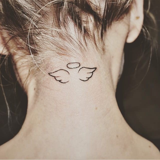 angel halo and wings tattoo