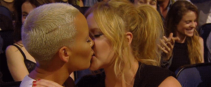 Amber Rose and Amy Schumer Kiss at MTV Movie Awards 2015