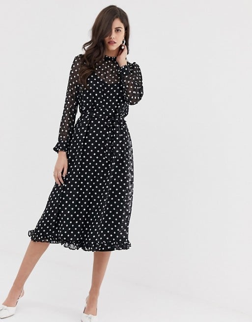 Y.A.S Polka-Dot Sheer Midi Dress