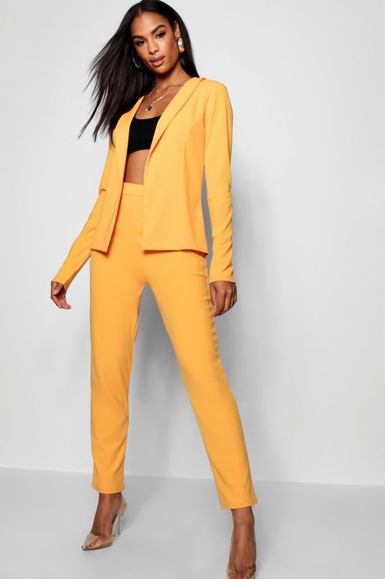 Boohoo Tall Crepe Suit | Kendall Jenner Yellow Suit in Paris 2018 ...