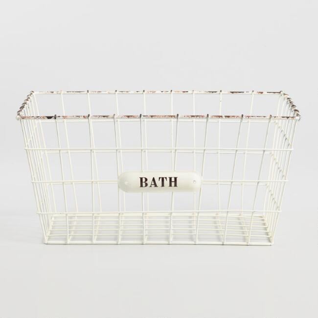 Small White Wire Annette Basket