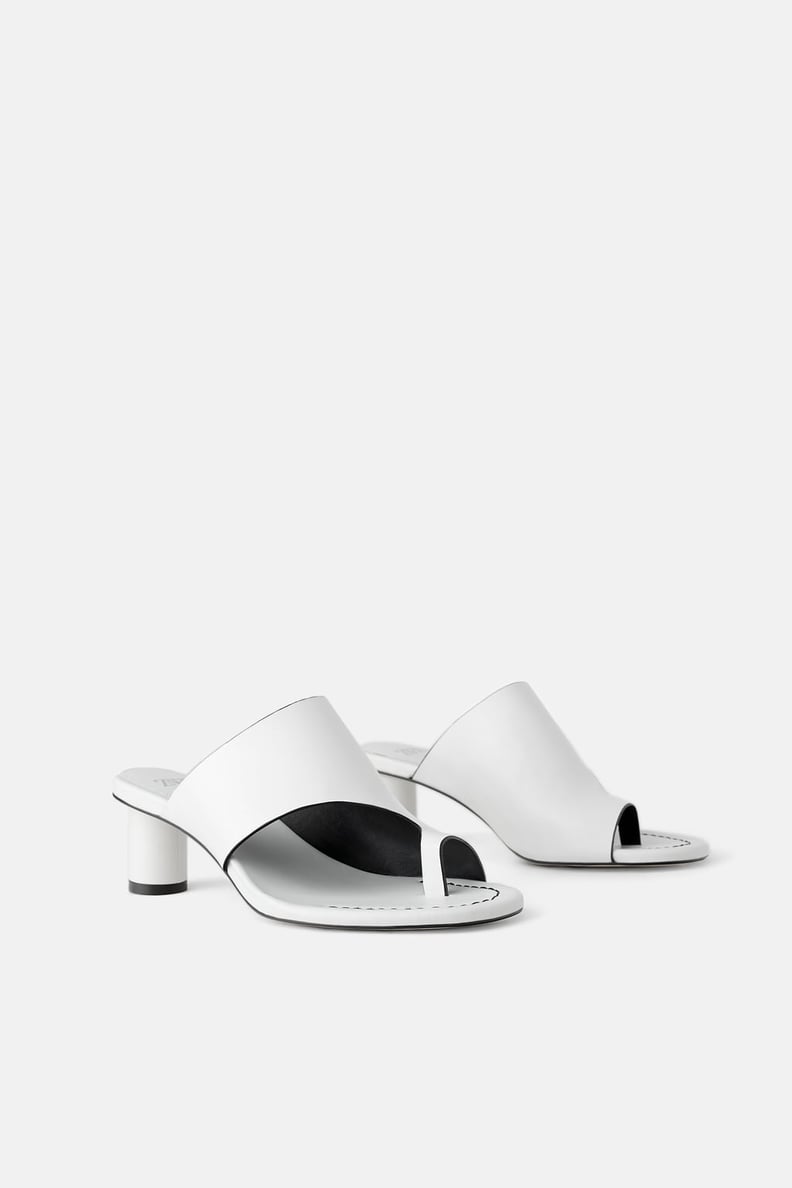 Round Heeled Leather Mules