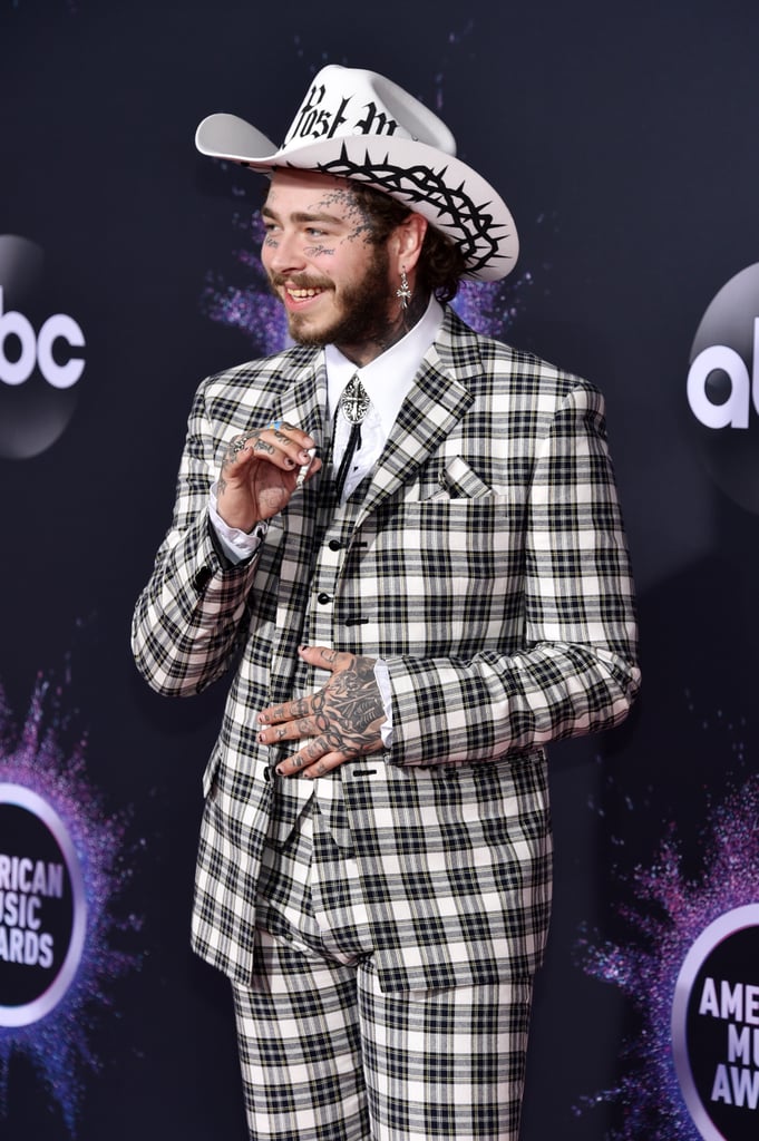 Post Malone's Checkered Black and White Suit at the AMAs