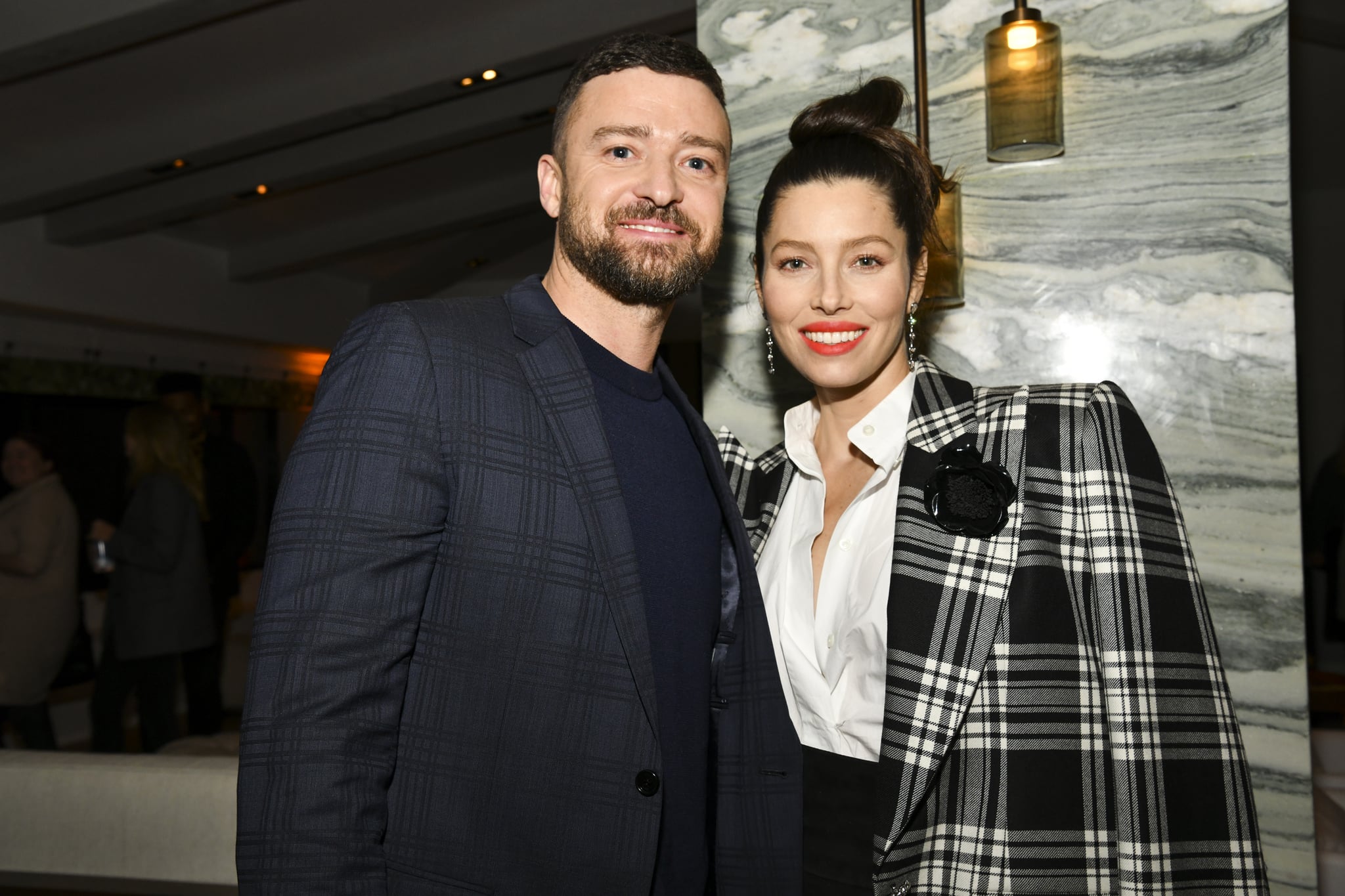 WEST HOLLYWOOD, CALIFORNIA - FEBRUARY 03: (L-R) Justin Timberlake and Jessica Biel pose for portrait at the Premiere of USA Network's 