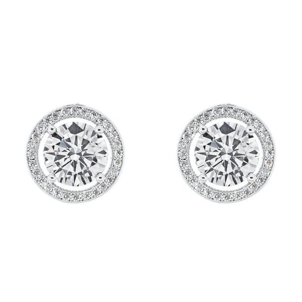 Cate & Chloe Ariel 18k White Gold Halo CZ Stud Earrings