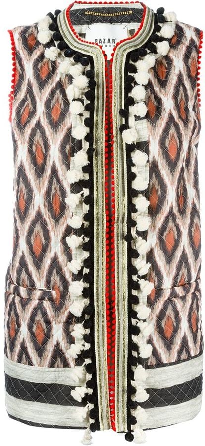 Bazar Deluxe Pom-Pom Trim Printed Gilet ($387)