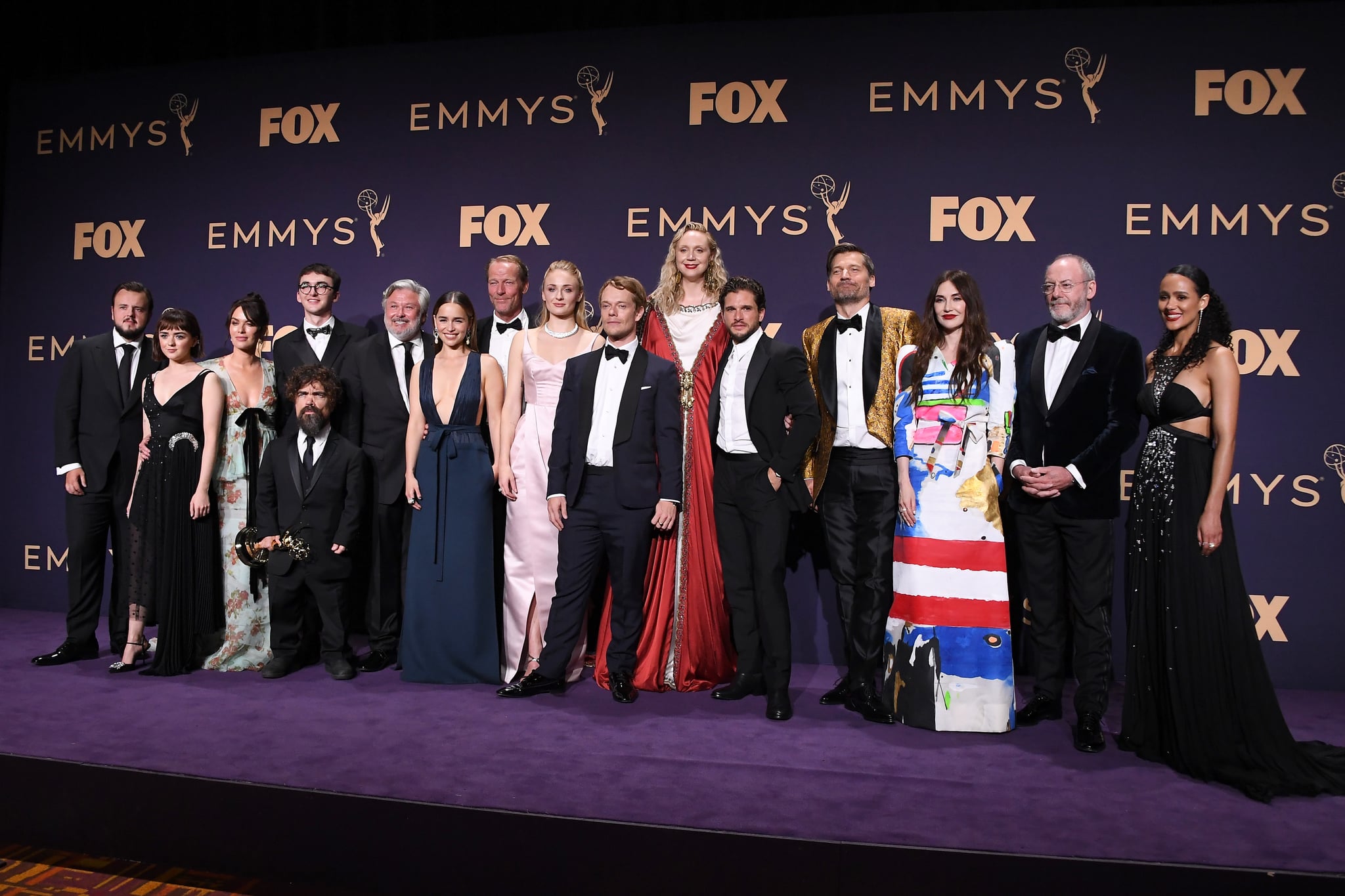 LOS ANGELES, CALIFORNIA - SEPTEMBER 22: Cast and crew of 'Game of Thrones' pose with awards for Outstanding Drama Series in the press room during the 71st Emmy Awards at Microsoft Theatre on September 22, 2019 in Los Angeles, California. (Photo by Steve Granitz/WireImage)