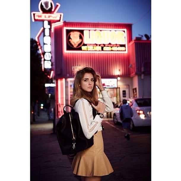 Perforated leather and a flirty skater skirt silhouette add oomph to quiet colors.
Source: Instagram user chiaraferragni