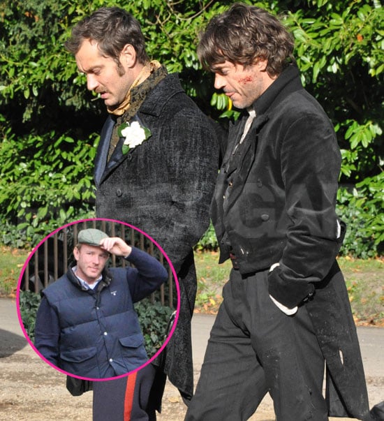 Pictures Of Robert Downey Jr And Jude Law Shooting Sherlock Holmes 2 Popsugar Celebrity 