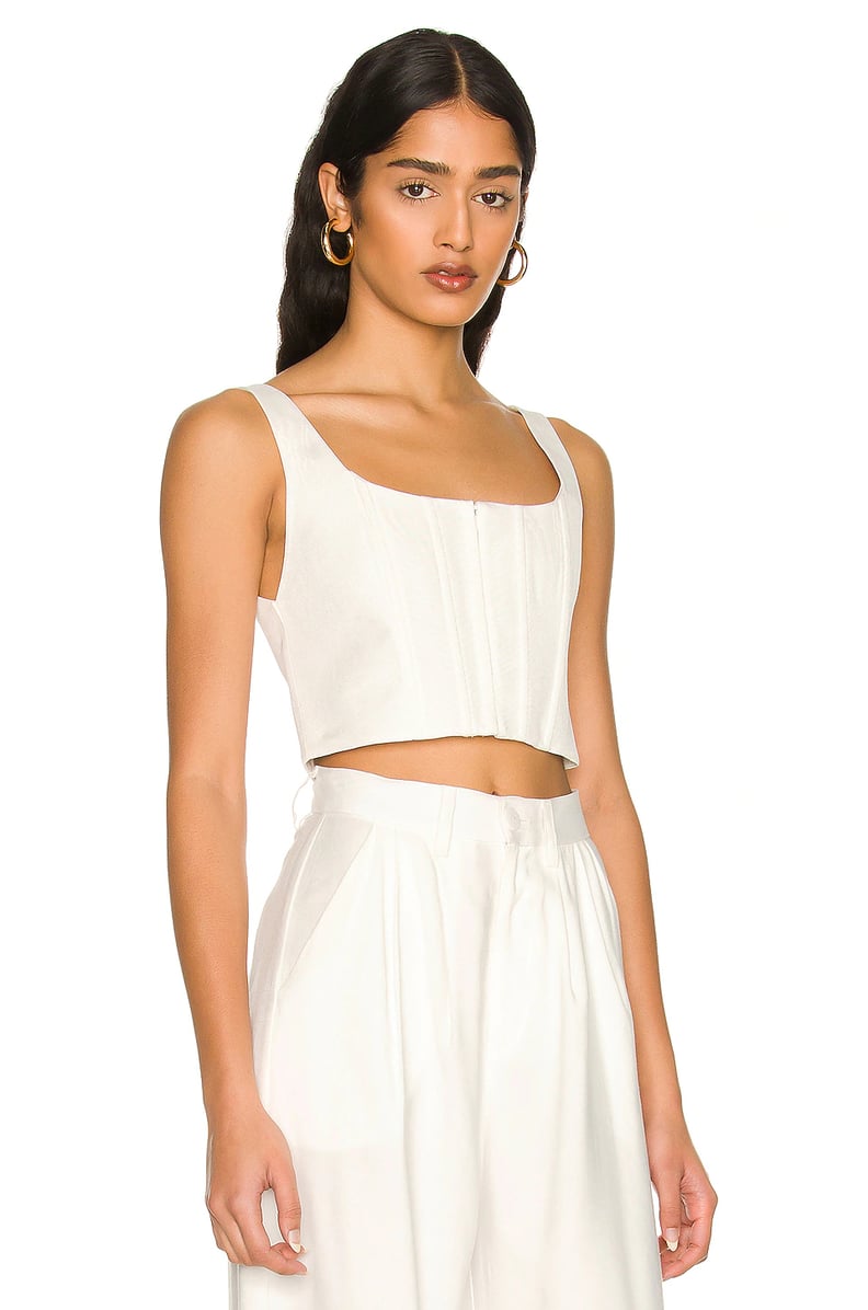 Alice + Olivia Breslin Boned Corset Top in Off White