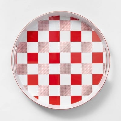 red round serving tray