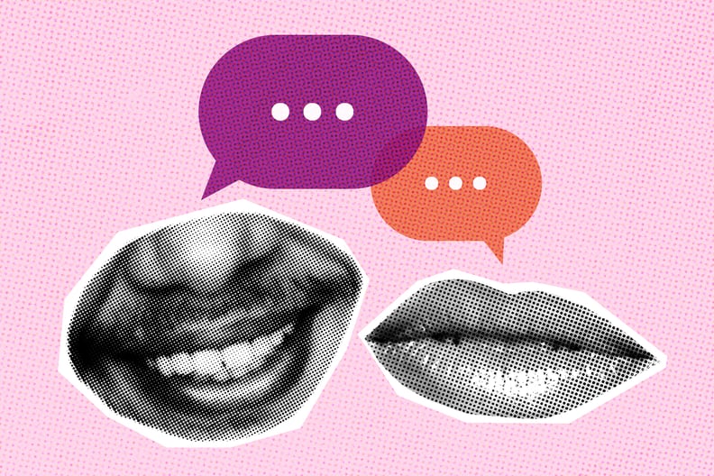 A college of a man's lips and a woman's lips with a dialogue bubble. More men in romantic relationships with women should forge friendships with women.