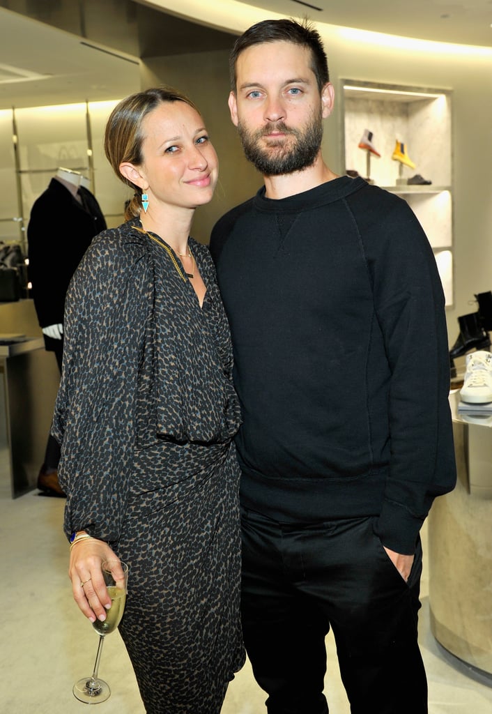 Tobey Maguire and Jennifer Meyer stepped out for the opening of the renovated Barneys New York store in LA on Wednesday.