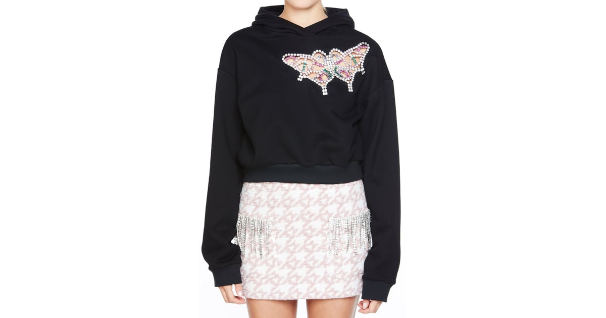 Area Crystal Cutout Butterfly Crop Hoodie | Best Butterfly ...