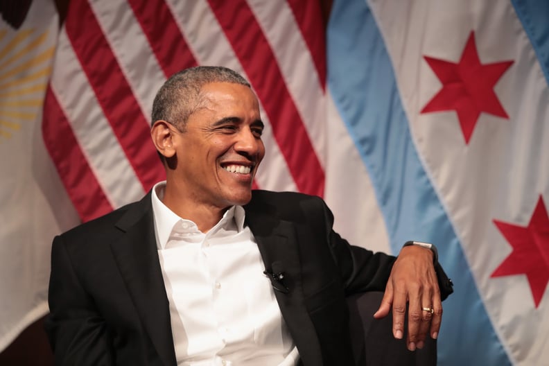 Here he is giving his first speech since leaving office at the University of Chicago.