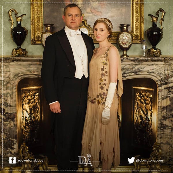 Robert Crawley (Hugh Bonneville) and Lady Edith (Laura Carmichael) looked period-appropriate in this portrait, but the water bottle in the background was not! Luckily, PBS realized their error and removed the picture from their social media outlets, but fans captured the image before it was taken down.