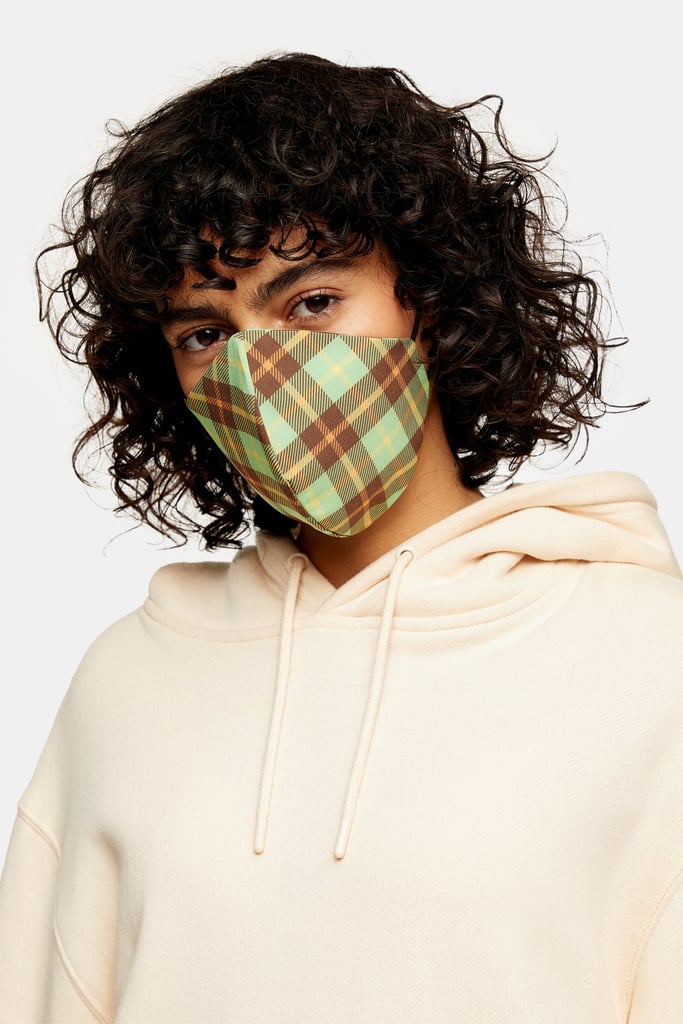 Topshop Green Check Face Mask