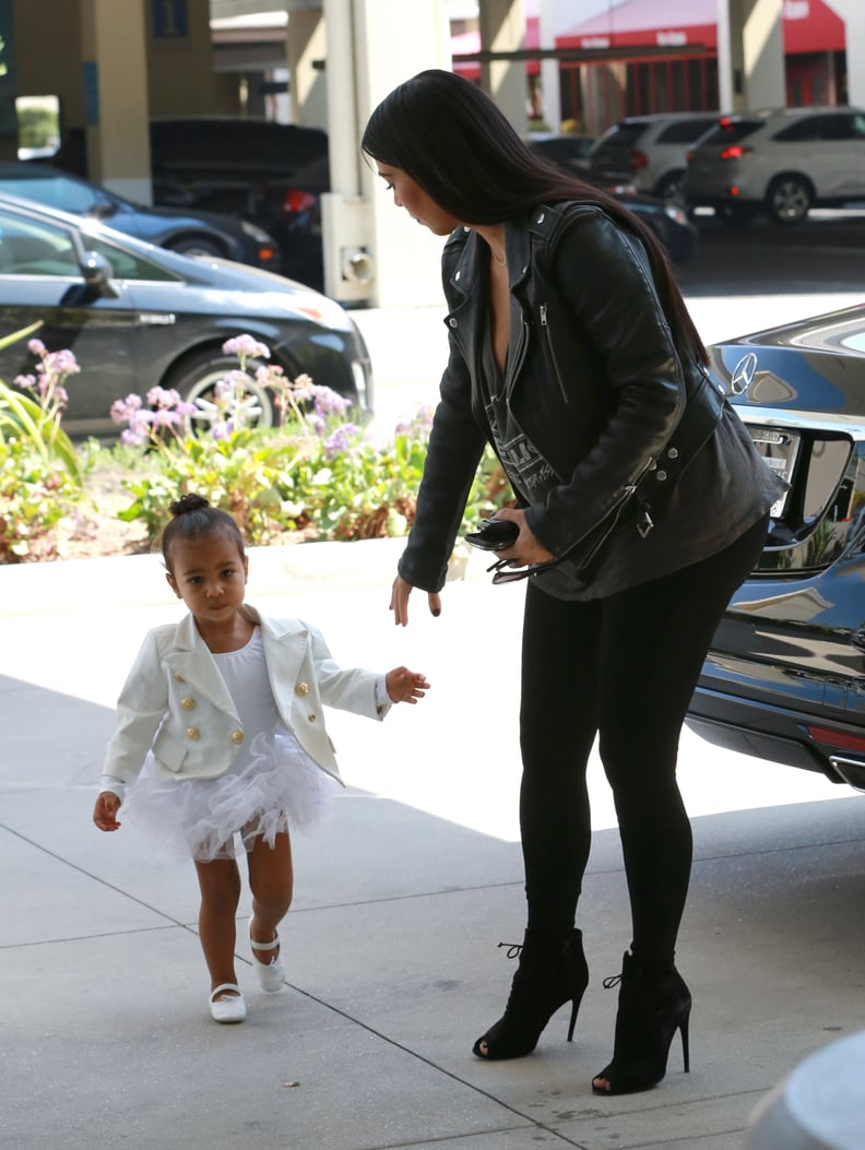 North Wore Her White Balmain Blazer Over Complementing Separates