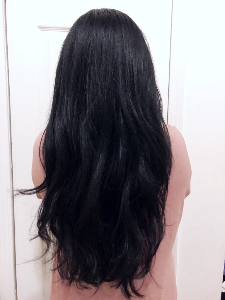 black hair glaze before and after