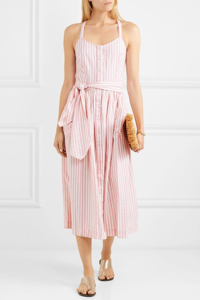 The Great The Carriage Striped Cotton Midi Dress