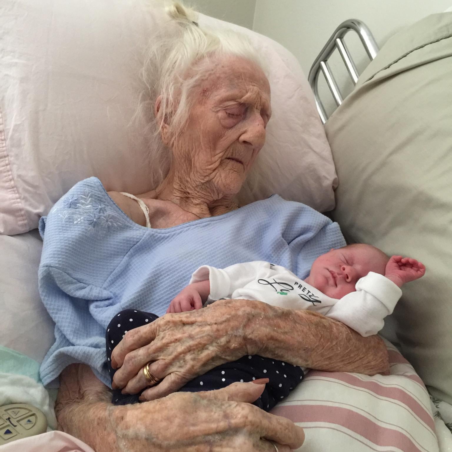 grandma visits baby