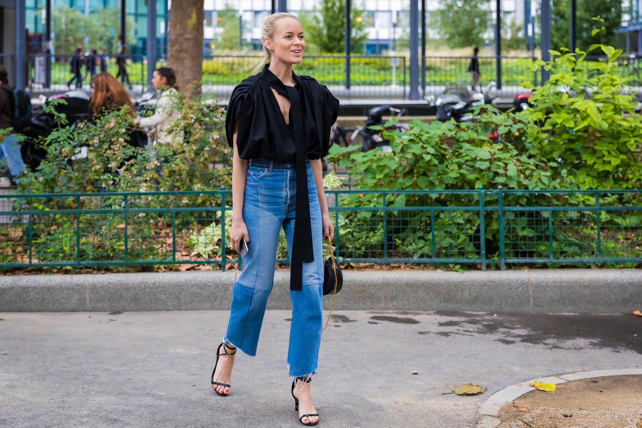 Denim becomes an extraordinary outfit with heels and the right top. | The 60 Most Memorable Street Looks Last Fashion Month | POPSUGAR Photo 18
