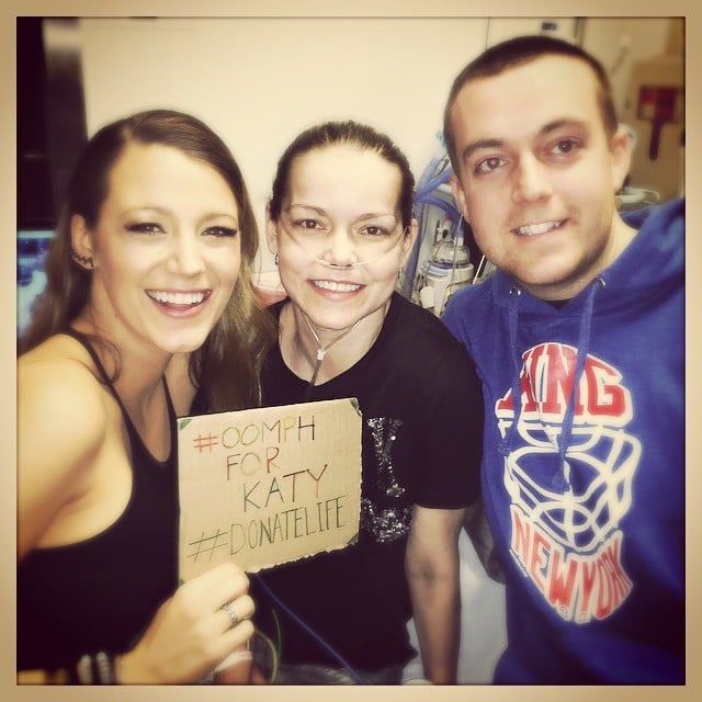 "The amazing Katy. She is waiting on a set of lungs. Share her story. Donate life #oomphforkaty #donatelife So grateful to know her," Blake wrote alongside this sweet photo.